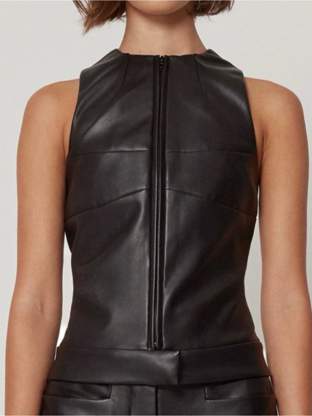KHY Faux Leather Zip-Up Tank